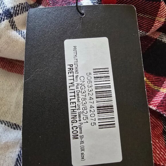 NWT Pretty Little Thing Flannel Plaid PJ Set Size XL Top 2X Shorts Pajamas - Picture 5 of 10